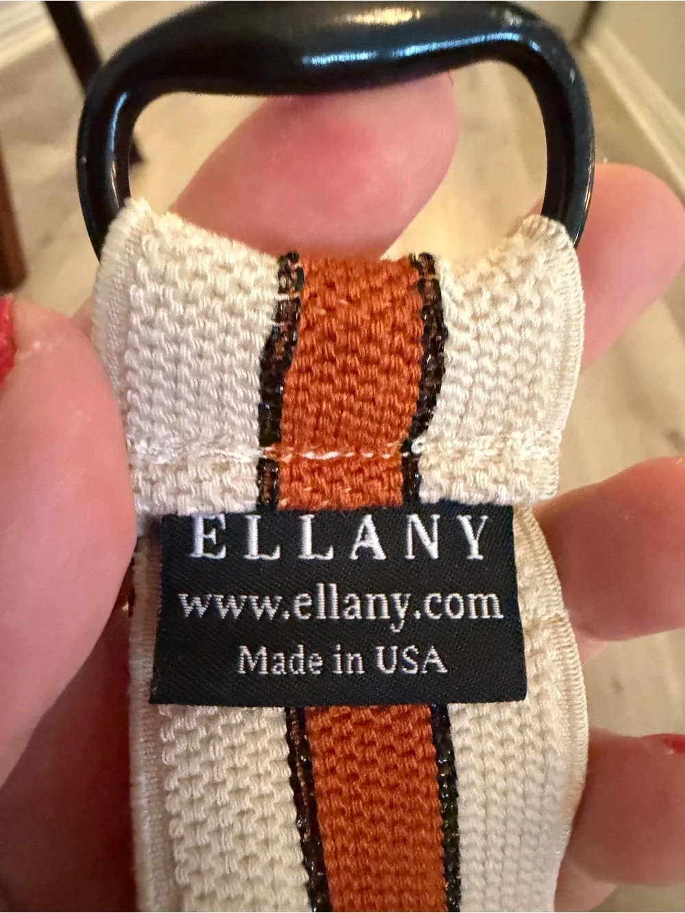 Ellany Equestrian Bit Stretch Belt - Cream, Rust & Black
